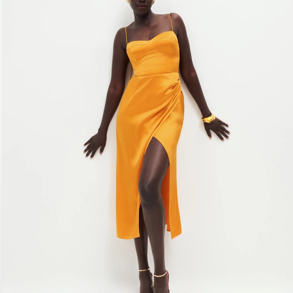 Reformation Marguerite Silk Dress / Color: Cantaloupe / Size: 2